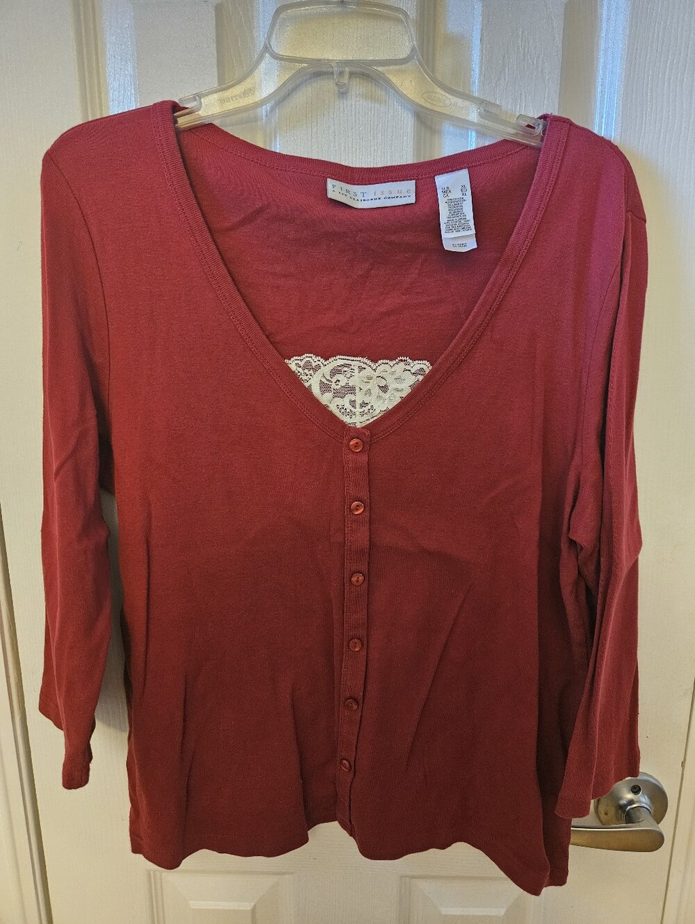 First Issue (Liz Claiborne) XL Layered Look 3/4 Sleeve Top